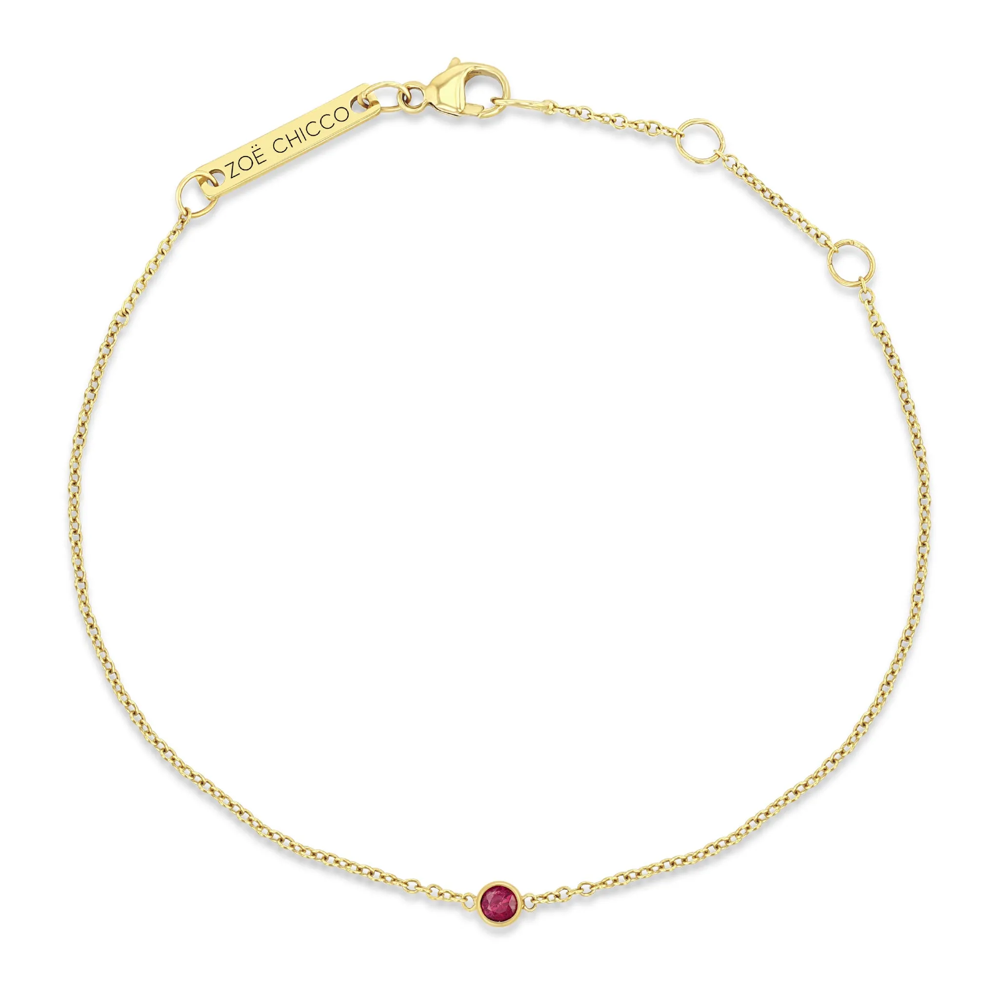 14k Single Ruby Bezel Bracelet | July Birthstone