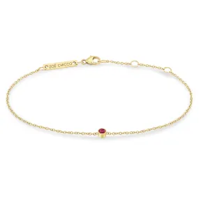 14k Single Ruby Bezel Bracelet | July Birthstone