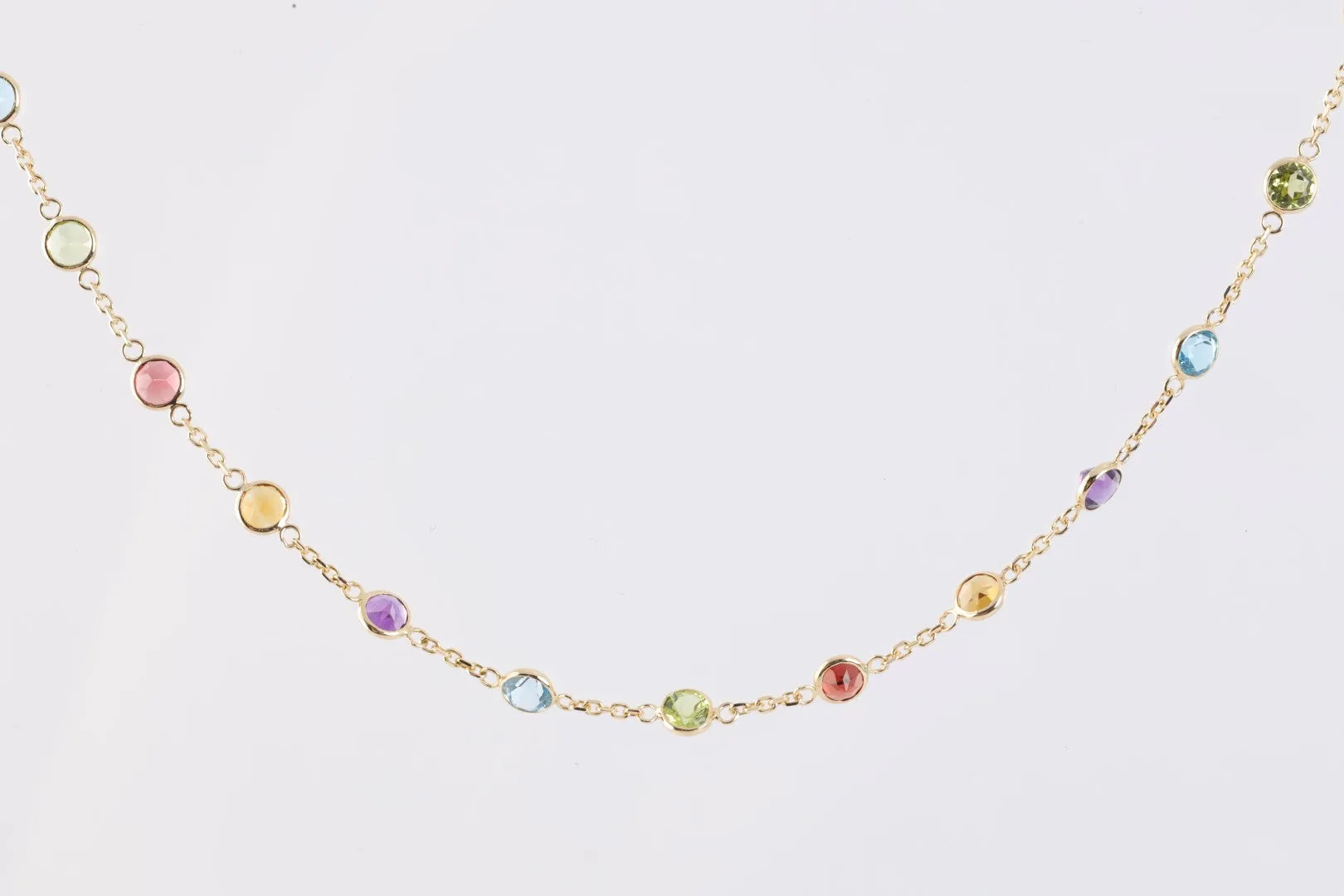 17" 14k Yellow Gold 8.00tcw Multi-Stone Station Necklace (4.83g.)