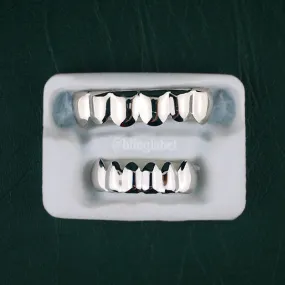 18K White Gold Plated Grillz Set