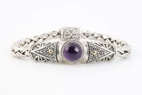 7.5" 925 Silver 18k Yellow Gold Amethyst Bracelet (34.00g.)