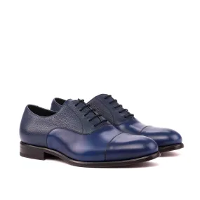 Ambrogio Bespoke Custom Men's Shoes Navy Full Grain / Calf-Skin Leather Oxfords (AMB2119)