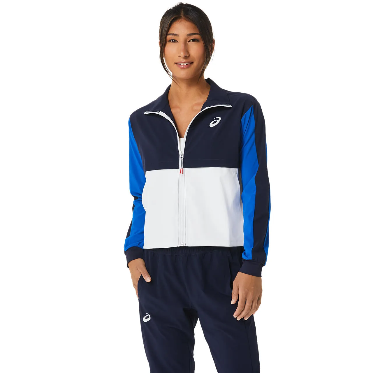 Asics Women Match Jacket Dames Blauw Wit