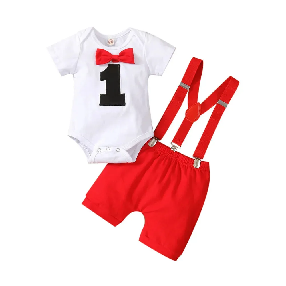 Baby Boy 1st Birthday Romper Toddler Outfit Sets