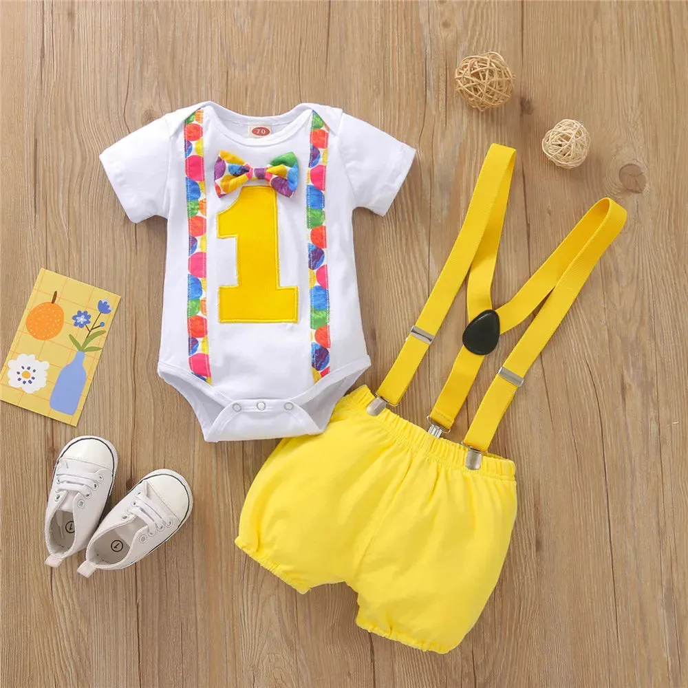 Baby Boy 1st Birthday Romper Toddler Outfit Sets