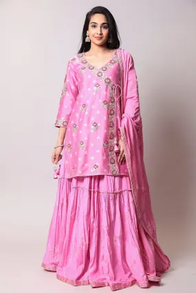 Bandhej Glace cotton Suit with Gota Patti, Thread work.