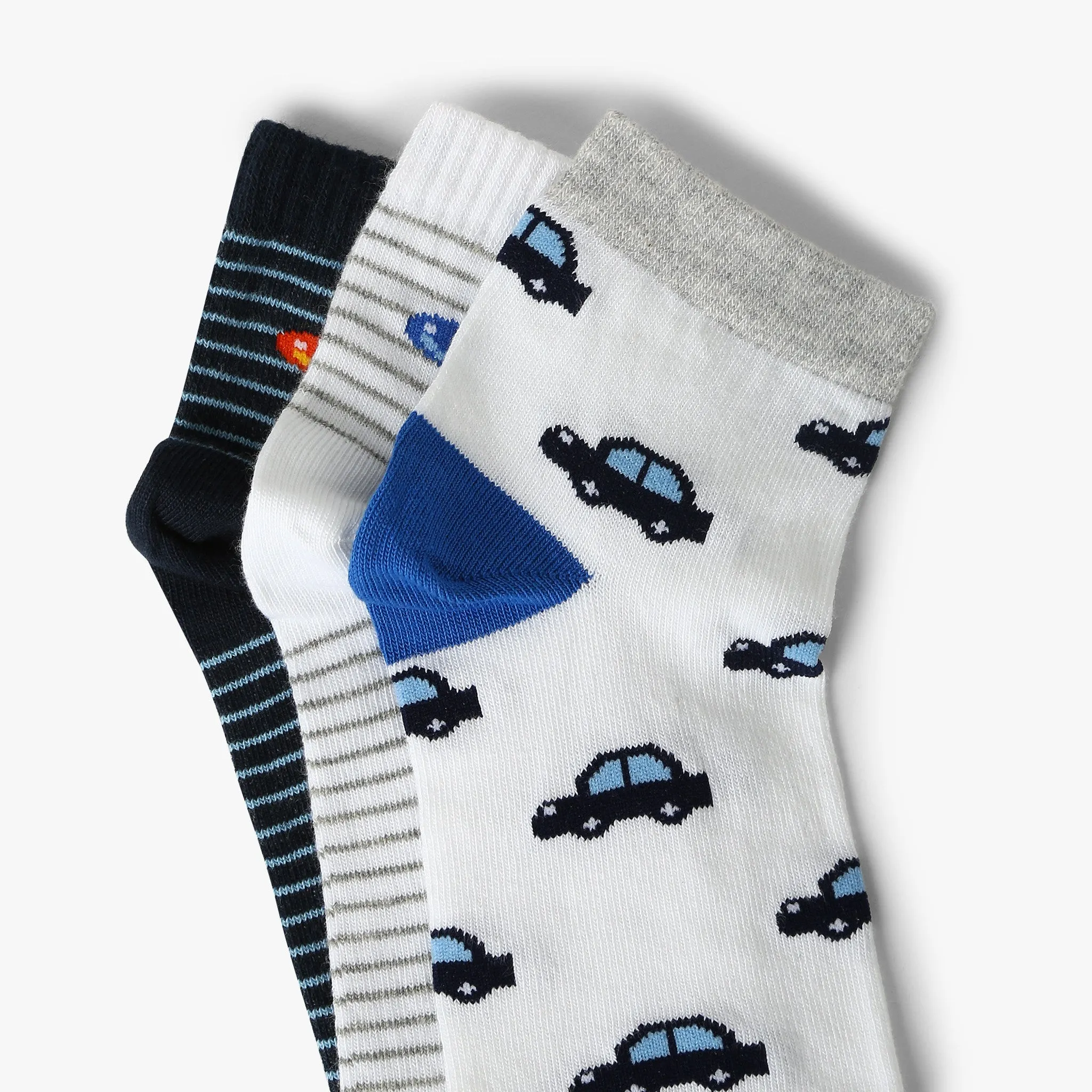 Boys Cotton Blend Ankle Length Socks (Pack of 3)