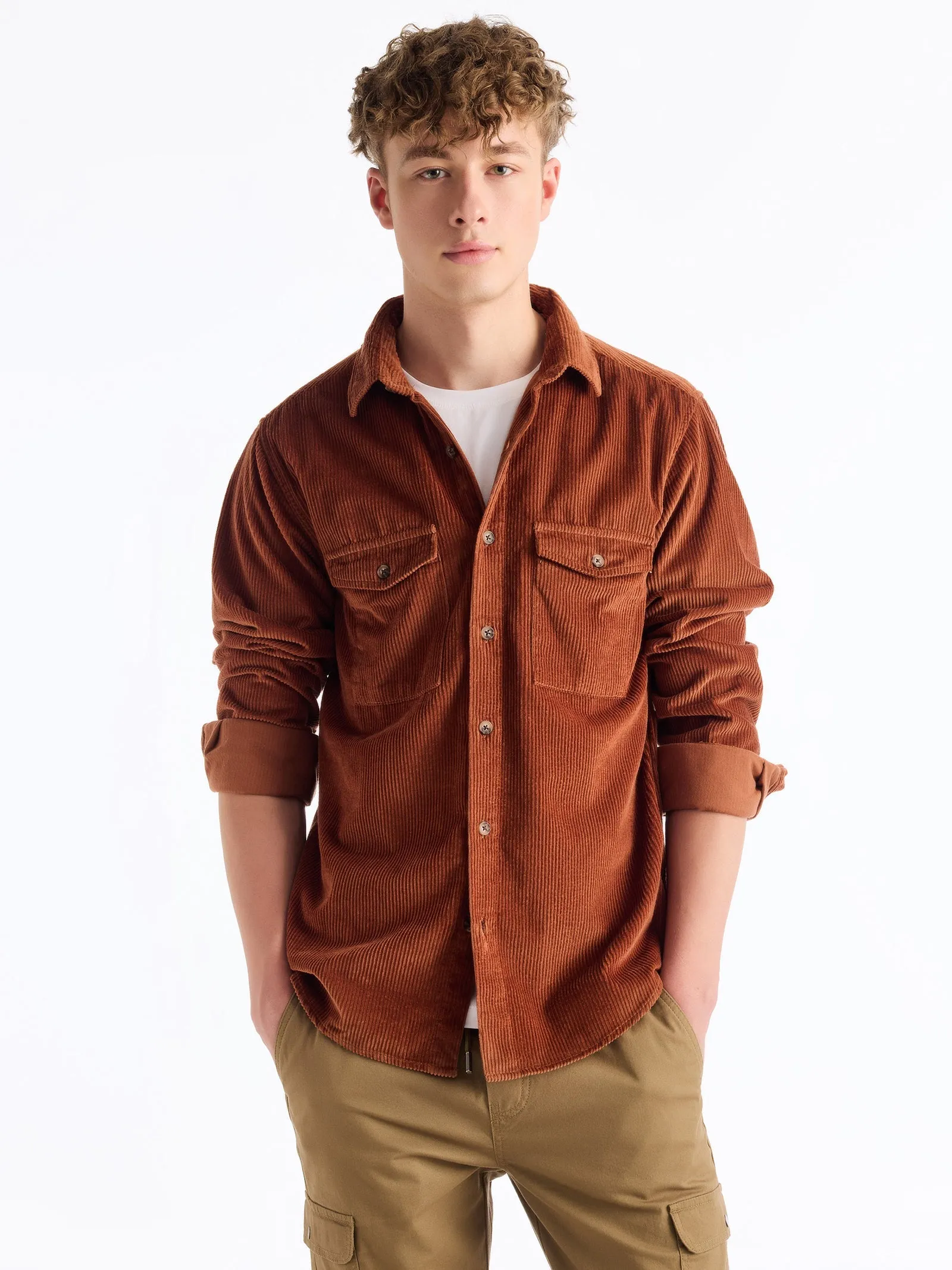 Brown Corduroy Over Shirt