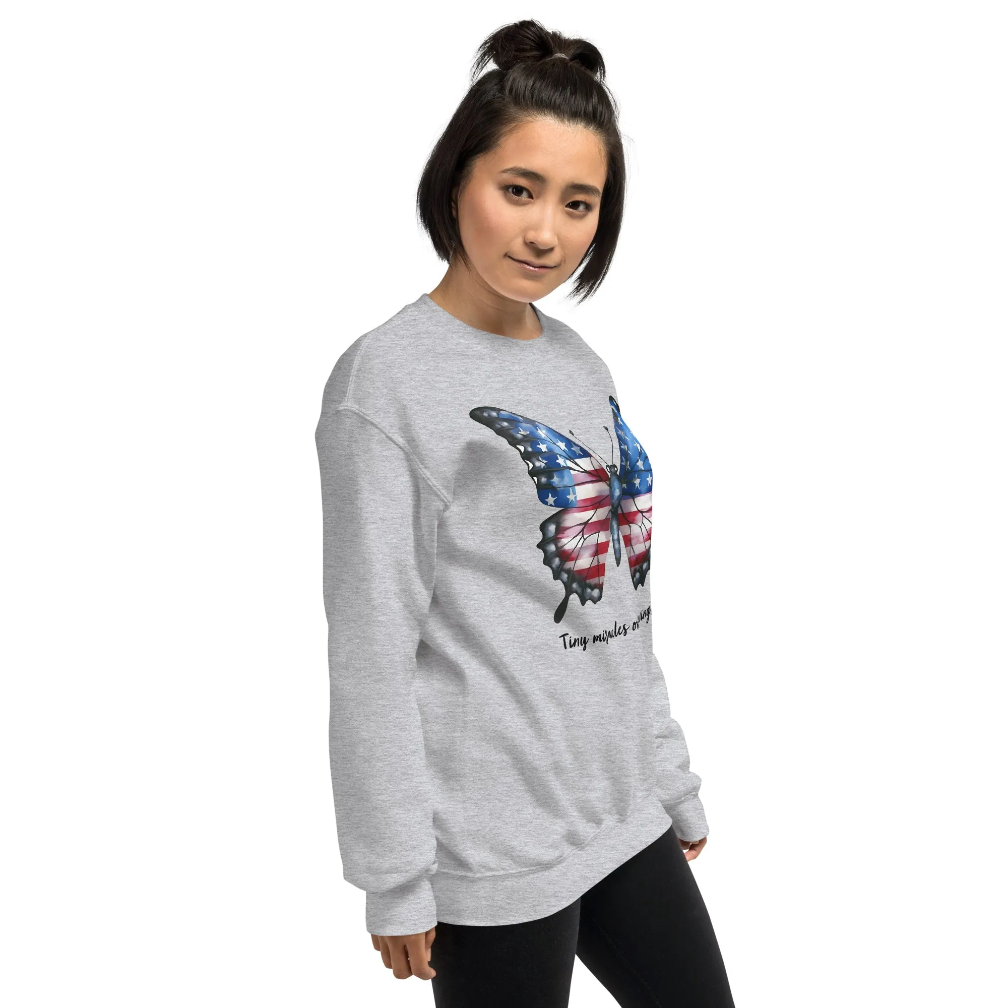 Butterfly Sweatshirt For Women / Custom Text Sweatshirt For The Patriotic Butterfly Lover