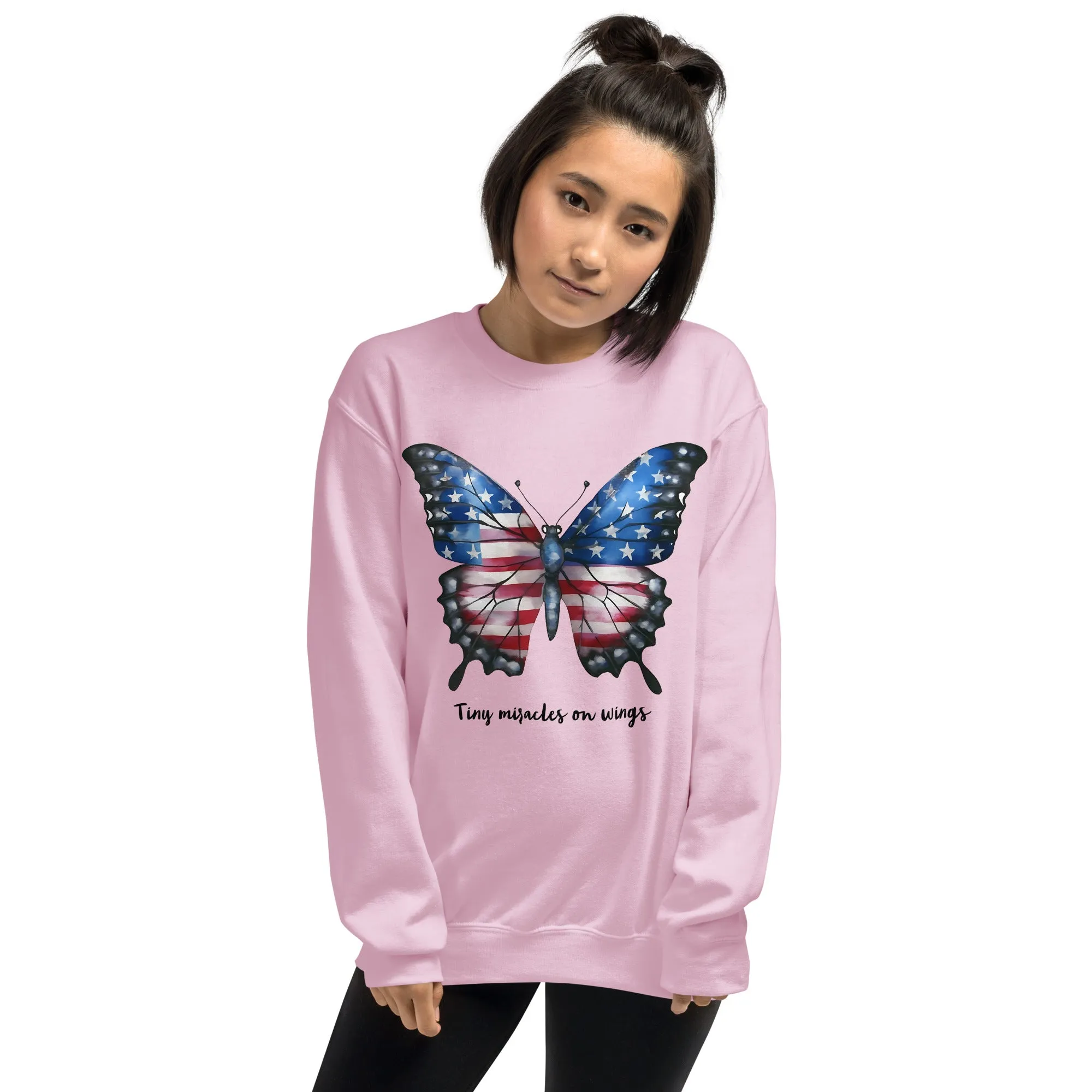 Butterfly Sweatshirt For Women / Custom Text Sweatshirt For The Patriotic Butterfly Lover