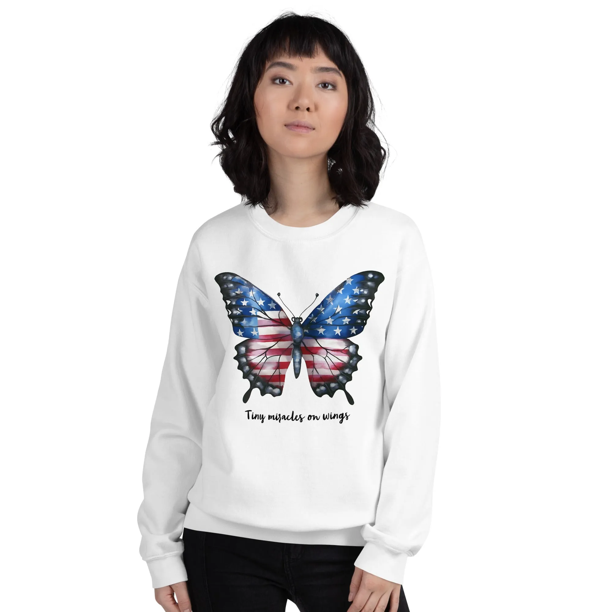 Butterfly Sweatshirt For Women / Custom Text Sweatshirt For The Patriotic Butterfly Lover