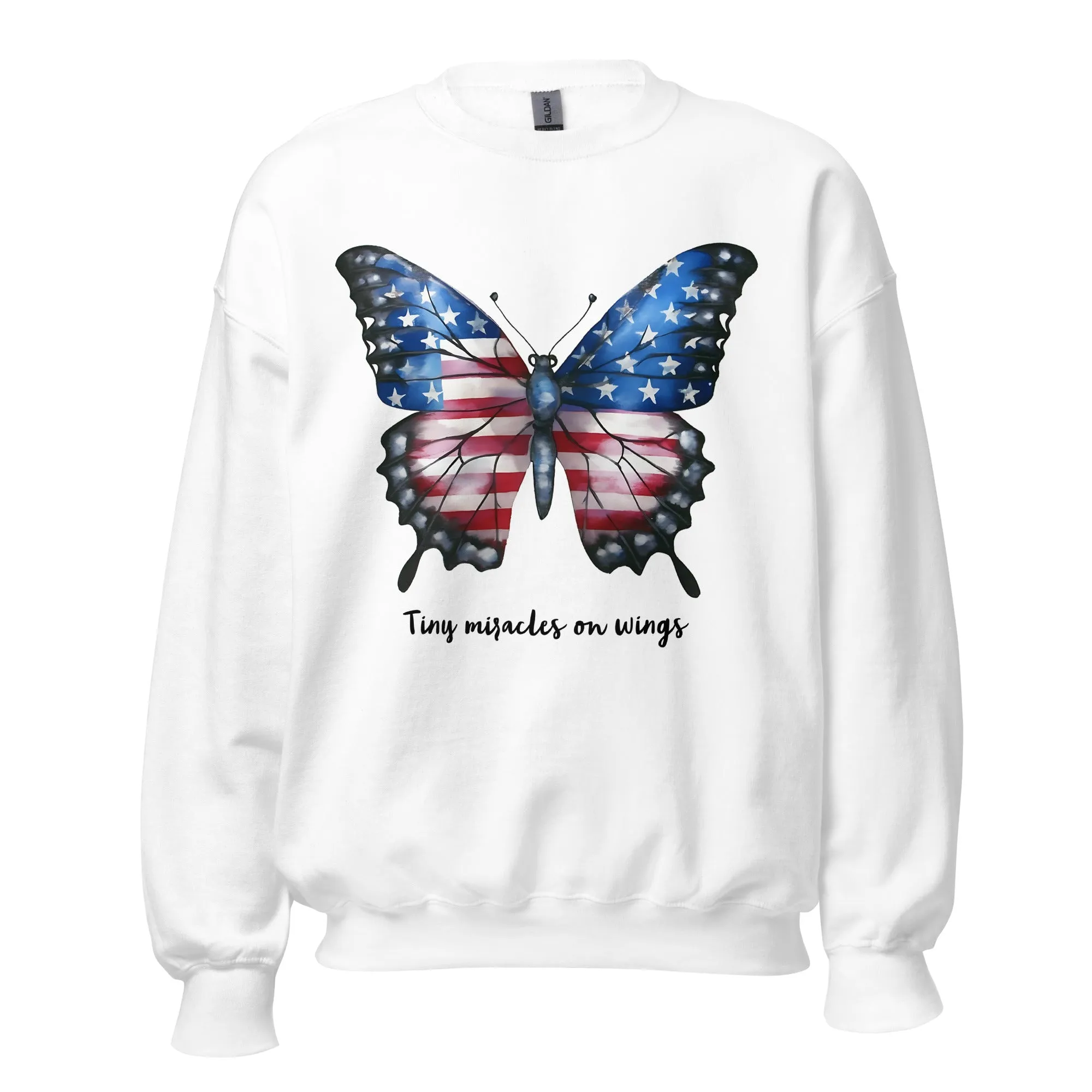 Butterfly Sweatshirt For Women / Custom Text Sweatshirt For The Patriotic Butterfly Lover