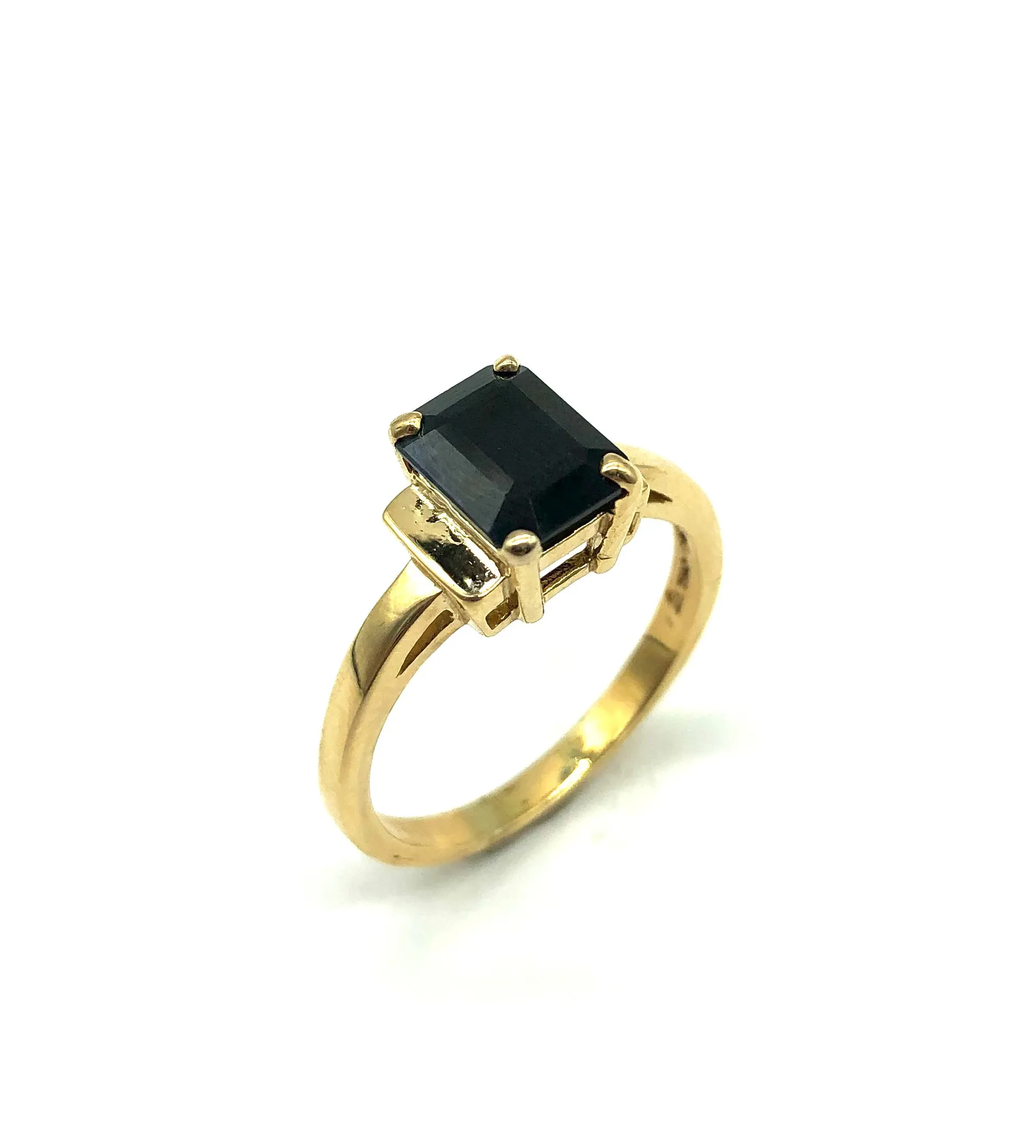 Cathedral Set Dark Sapphire Ring