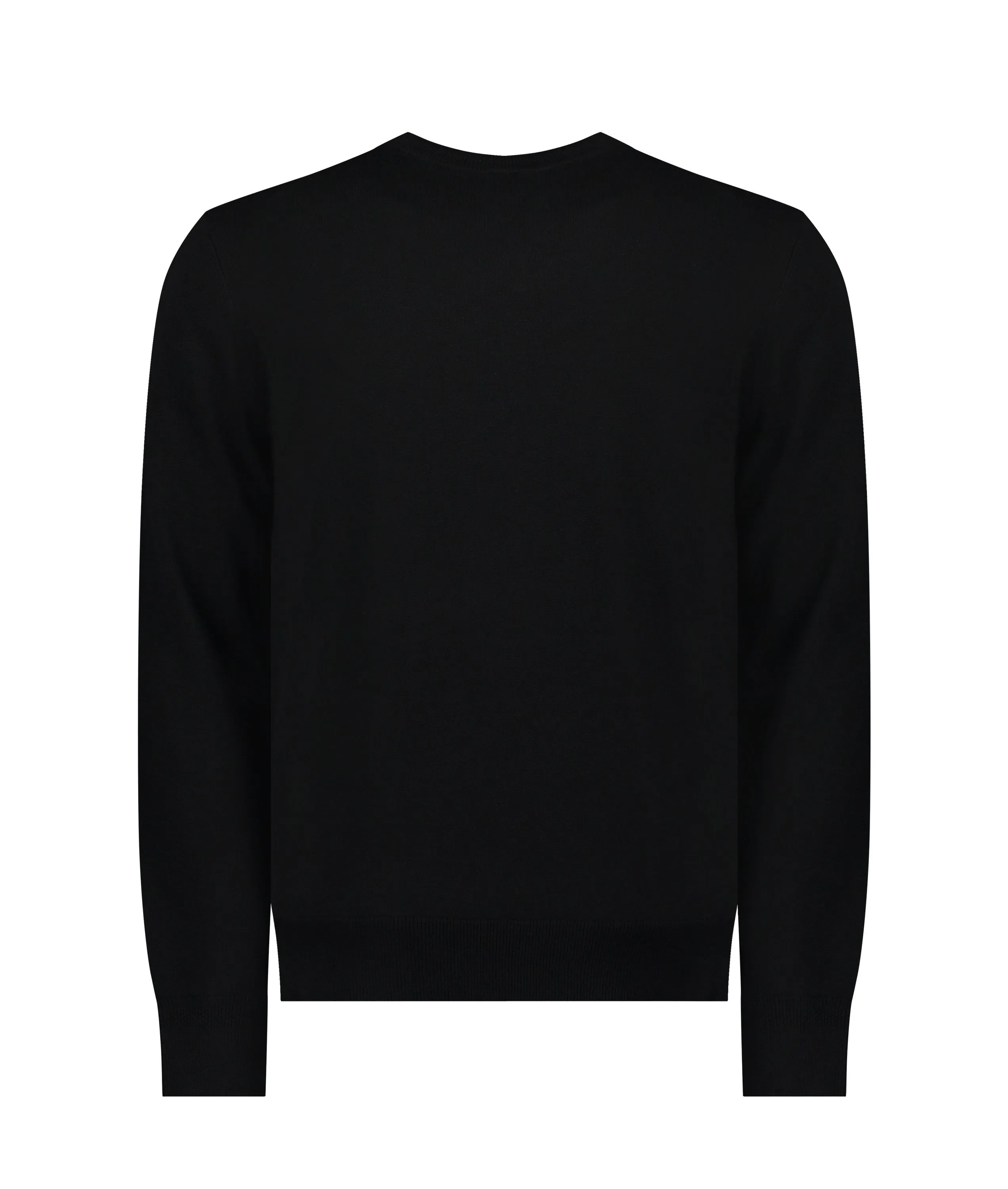 Crew-neck Sweater in Cotton and Cashmere With Logo - Black