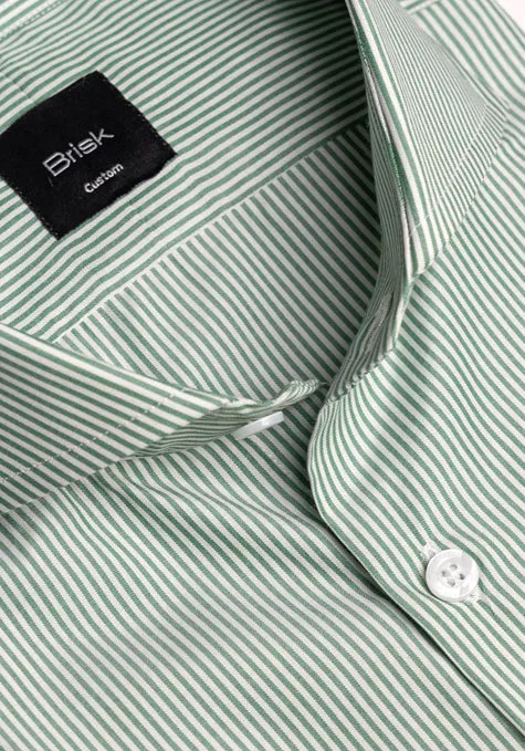 Crisp Green Stripes - Cotton / Poly Shirt - Wrinkle Free