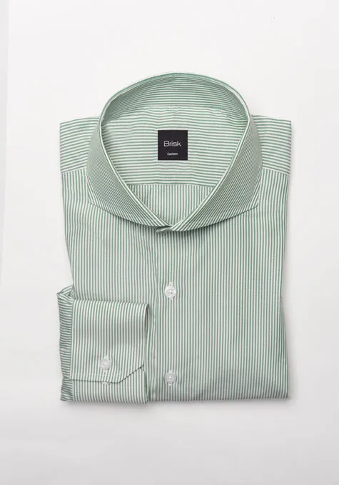 Crisp Green Stripes - Cotton / Poly Shirt - Wrinkle Free