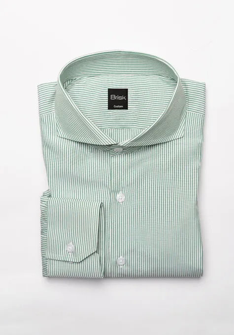 Crisp Green Stripes - Cotton / Poly Shirt - Wrinkle Free