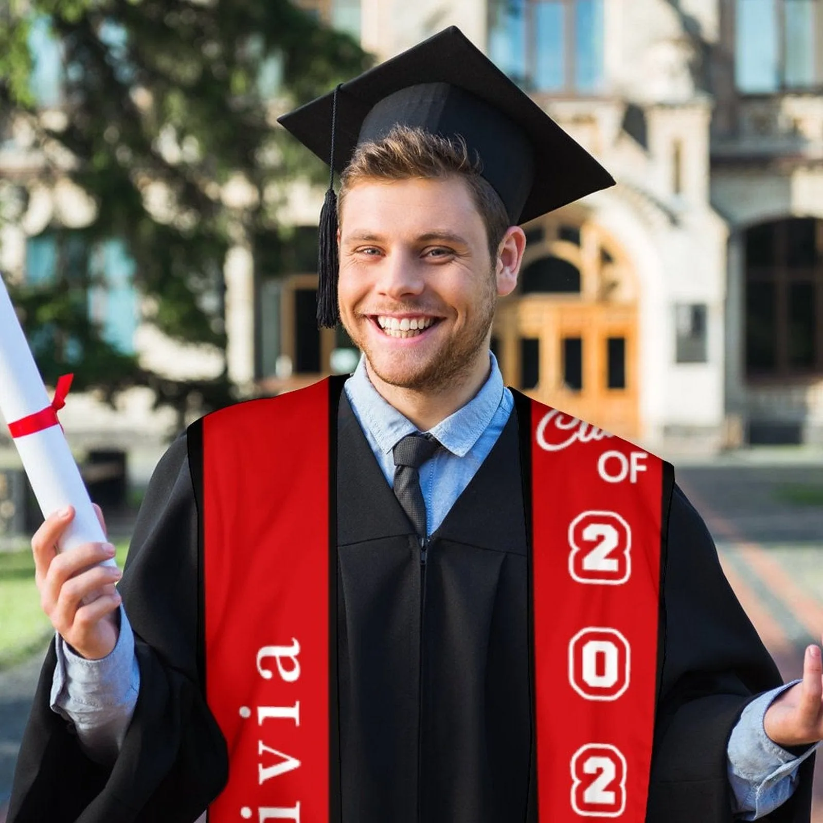 Custom Name Red Graduation Stoles Sash Class of 2024 Graduation Gift