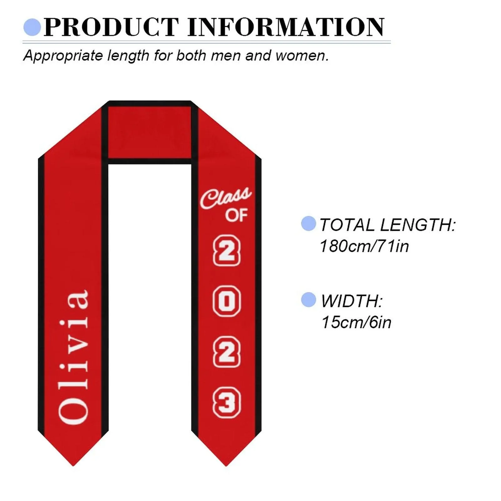 Custom Name Red Graduation Stoles Sash Class of 2024 Graduation Gift