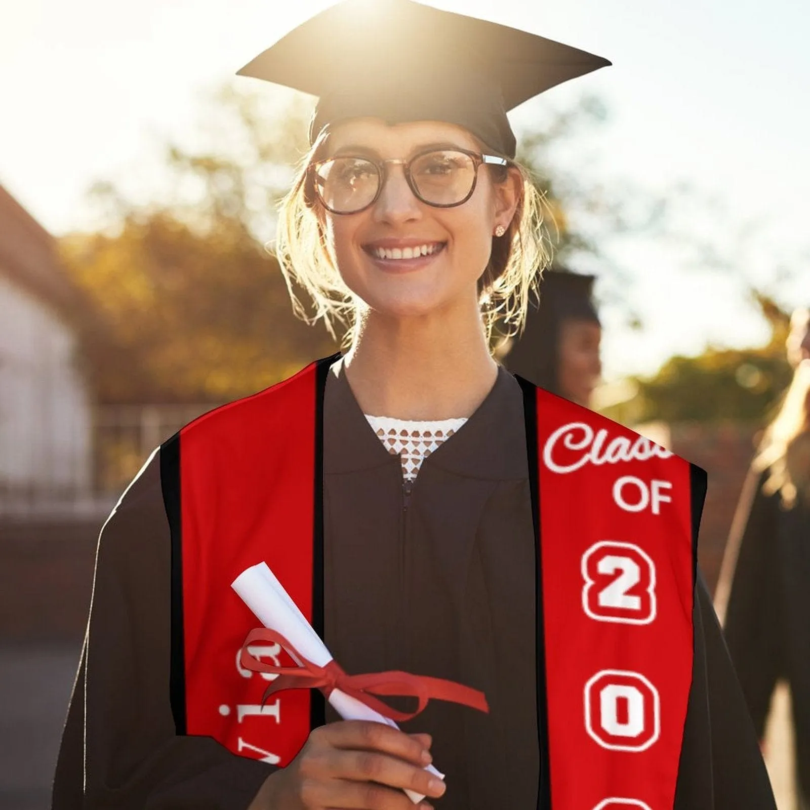 Custom Name Red Graduation Stoles Sash Class of 2024 Graduation Gift