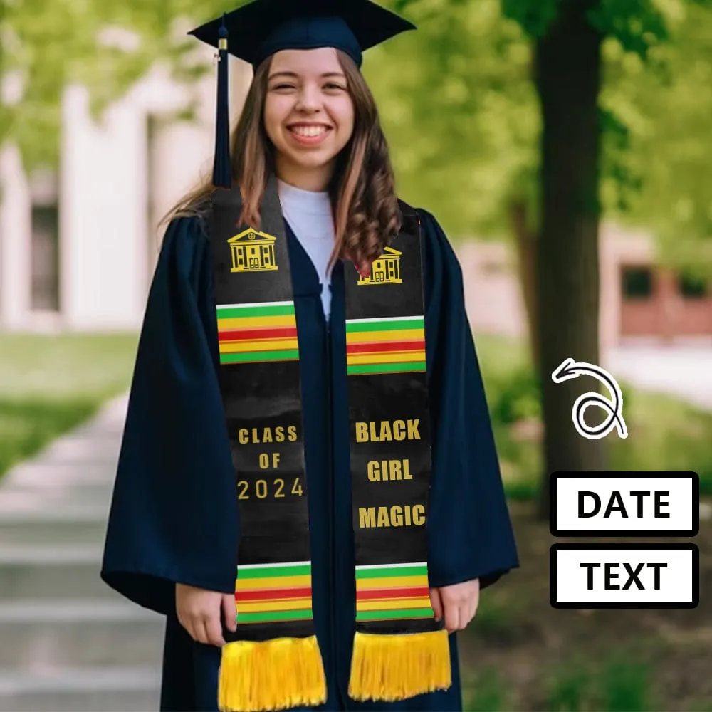 Custom Text Magic Tassel Graduation Stoles Sash Class of 2024 Graduation Gift