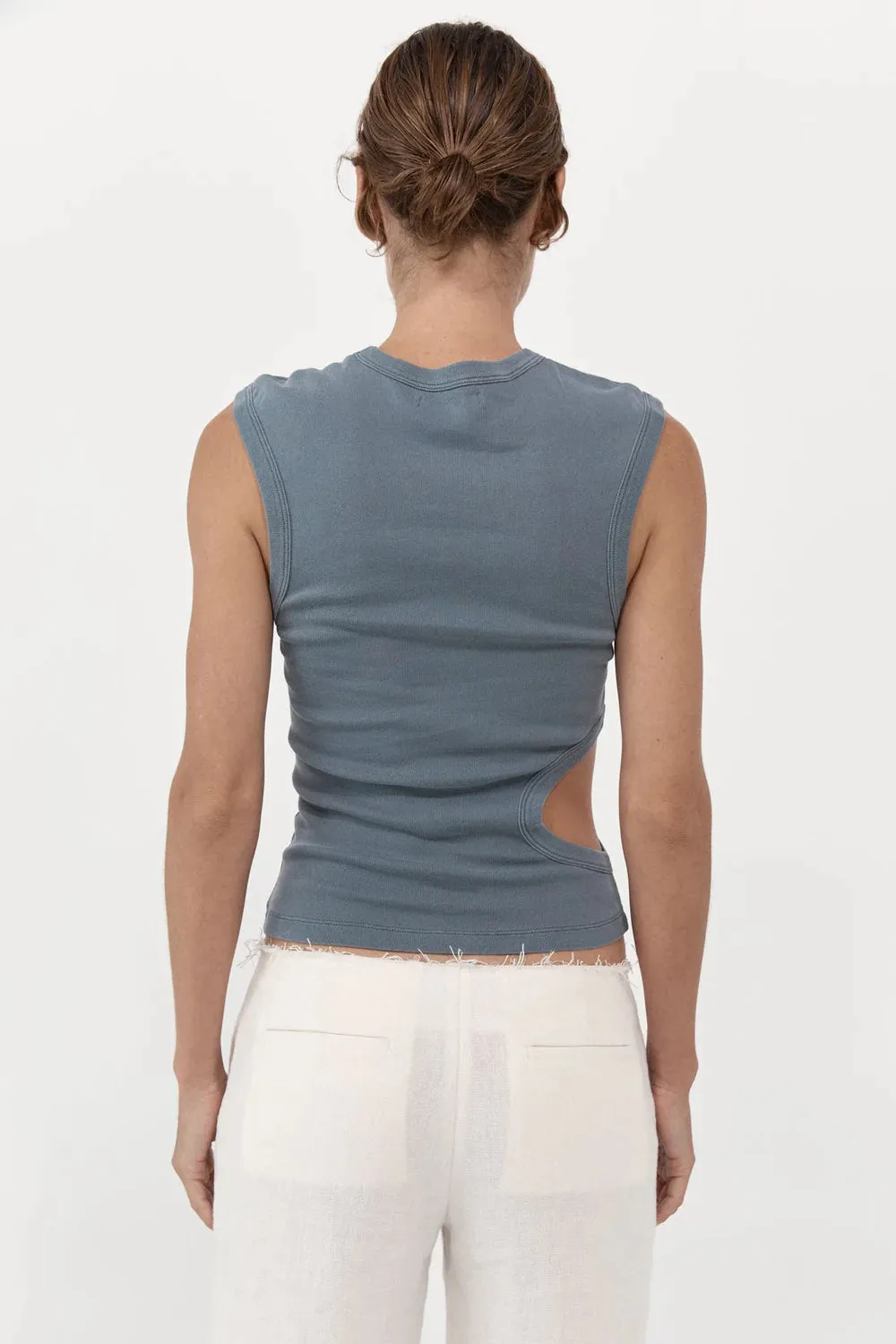 Cut Out Tank Organic Cotton Tank Top - Diesel Grey