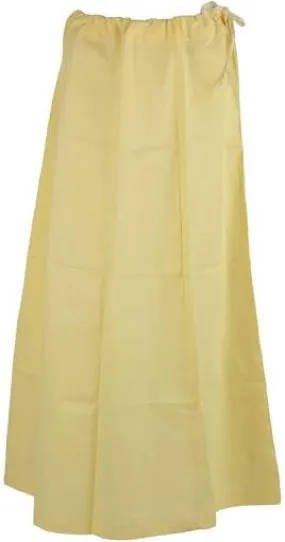 Fabulous Women's Yellow Pure Cotton Readymade Petticoat For Saree