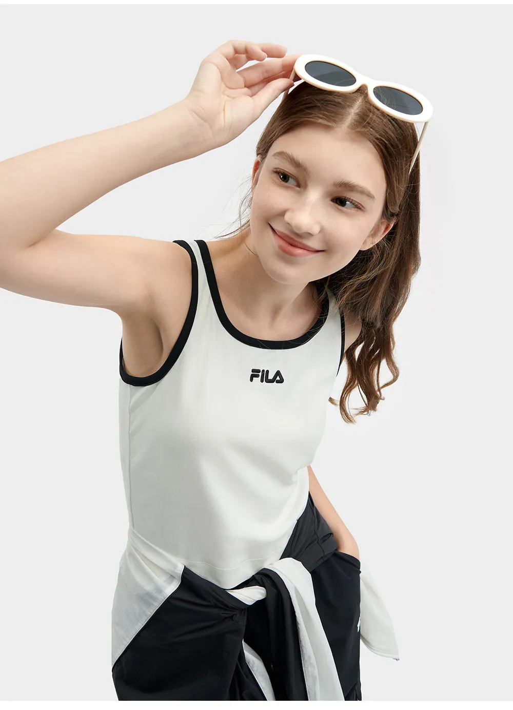 FILA CORE WHITE LINE FILA ORIGINALE Women Cotton Vest (Black / White)