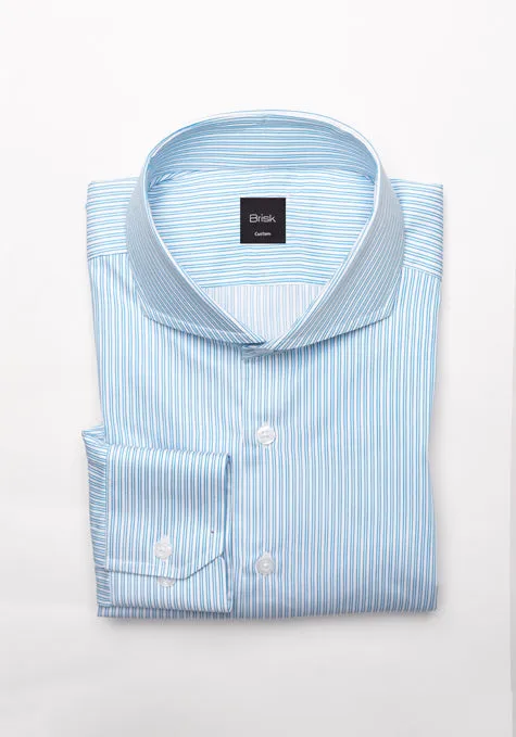 Fresh Blue Dual Stripes Cotton / Poly Shirt- Wrinkle Resistant