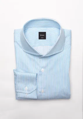 Fresh Blue Dual Stripes Cotton / Poly Shirt- Wrinkle Resistant