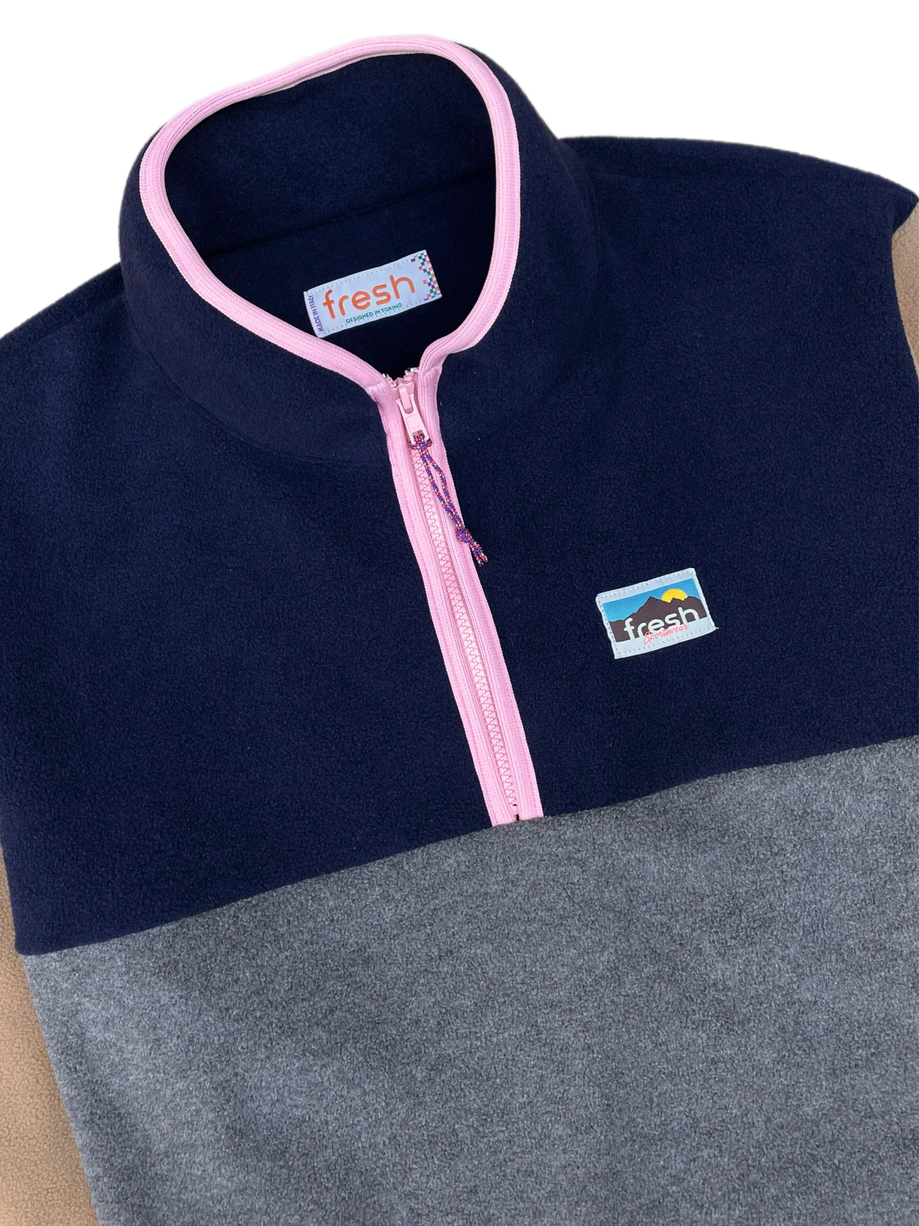 FRESH Mimmo Half Zip Fleece Pullover Navy