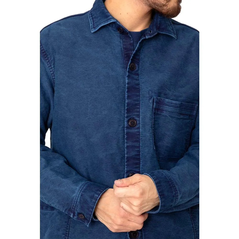 HOBO ARTISAN SHIRT JACKET COTTON MOLESKIN INDIGO DYED-INDIGO