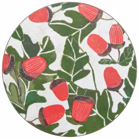 Holiday Acorns Round Art Coasters - Set of 4