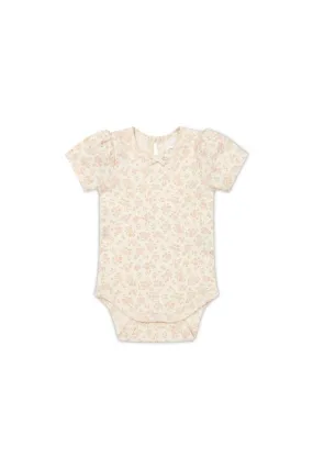 JAMIE KAY Organic Cotton Cap Sleeve Bodysuit - Rosalie Floral Mauve