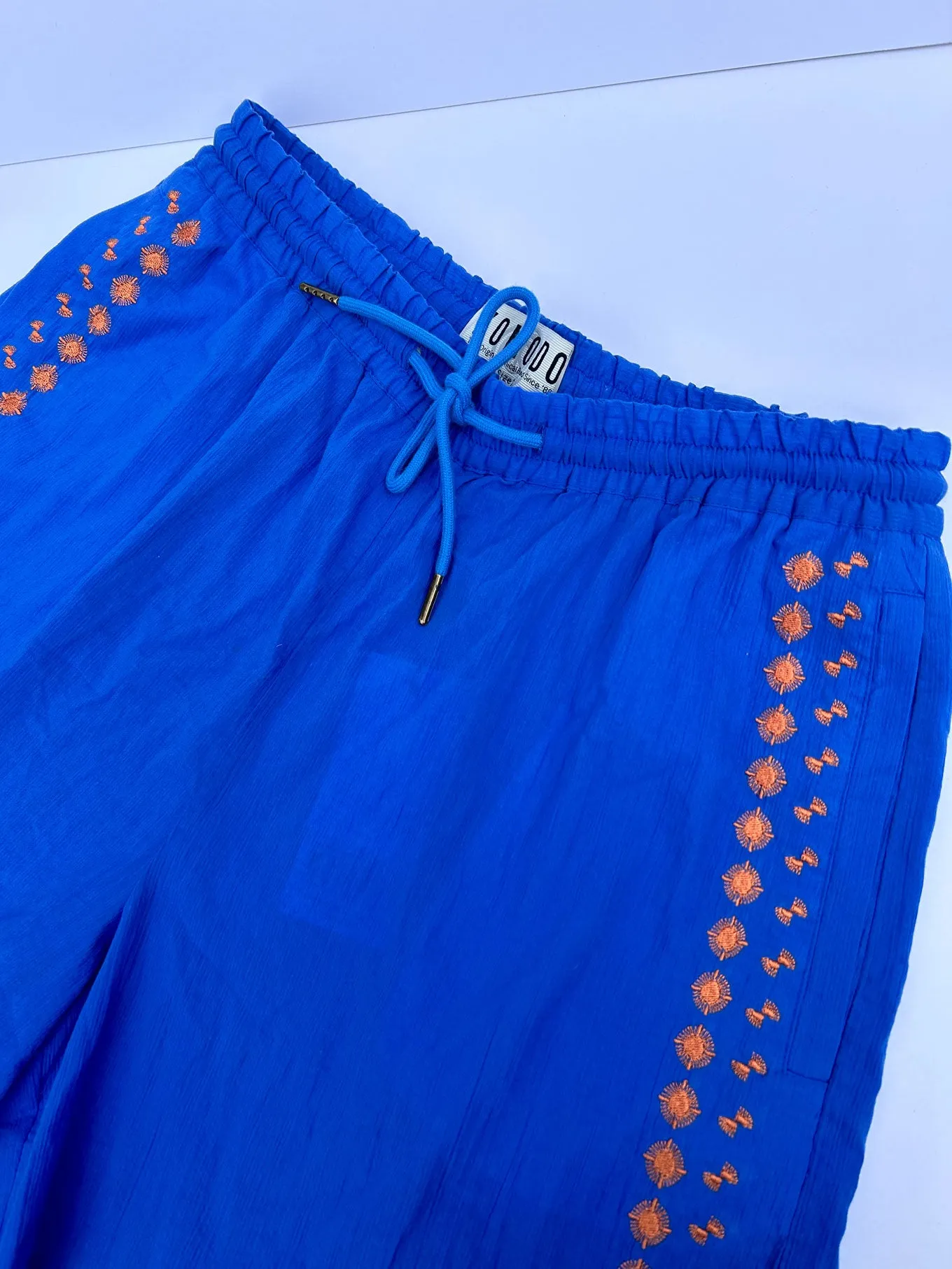 LEAH - Organic Cotton Embroidery Shorts Sapphire Blue