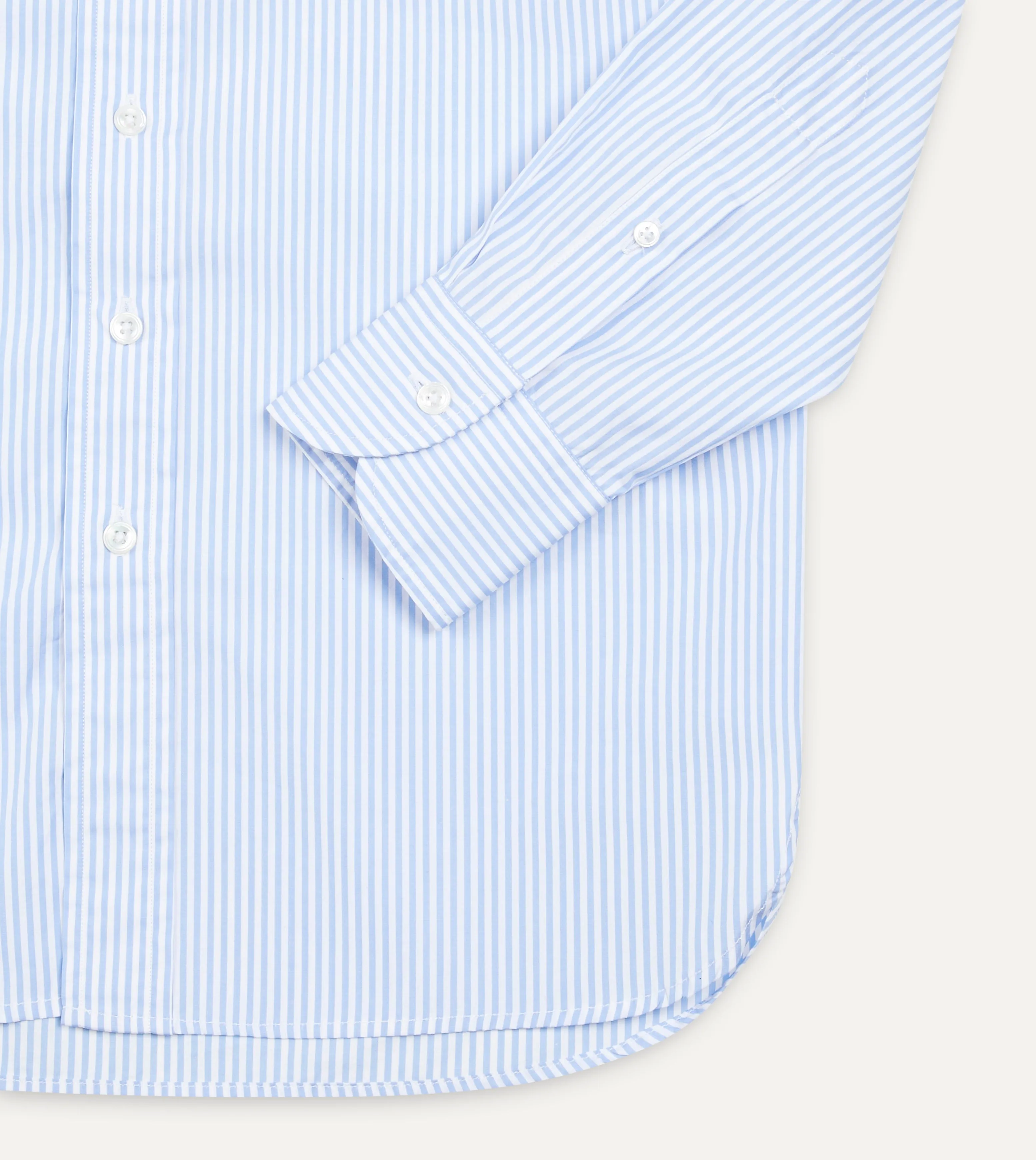 Light Blue Bengal Stripe Cotton Poplin Button-Down Shirt