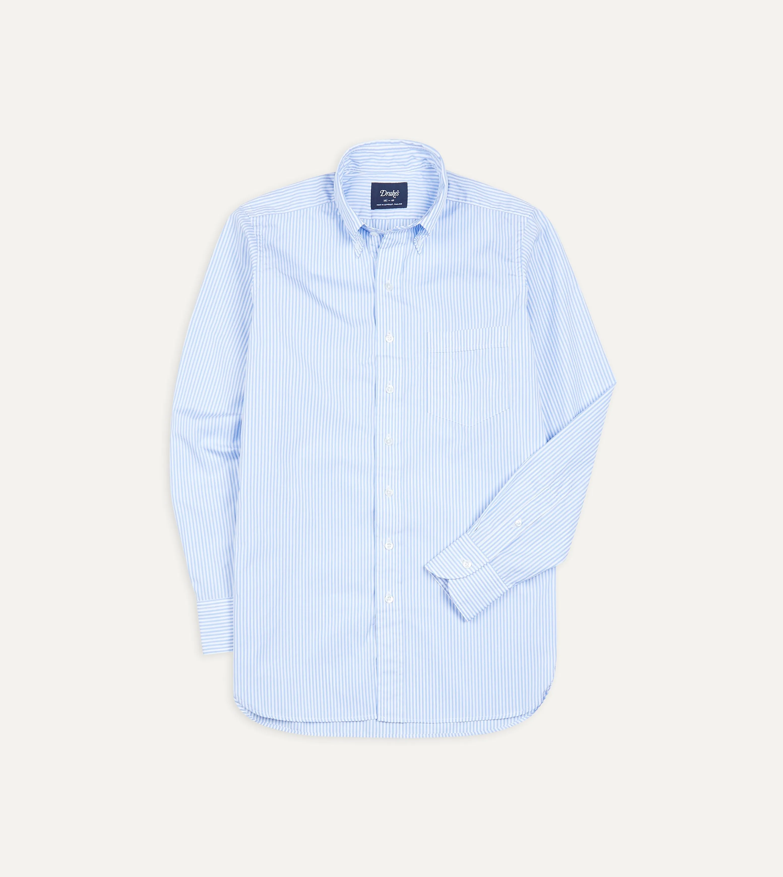 Light Blue Bengal Stripe Cotton Poplin Button-Down Shirt