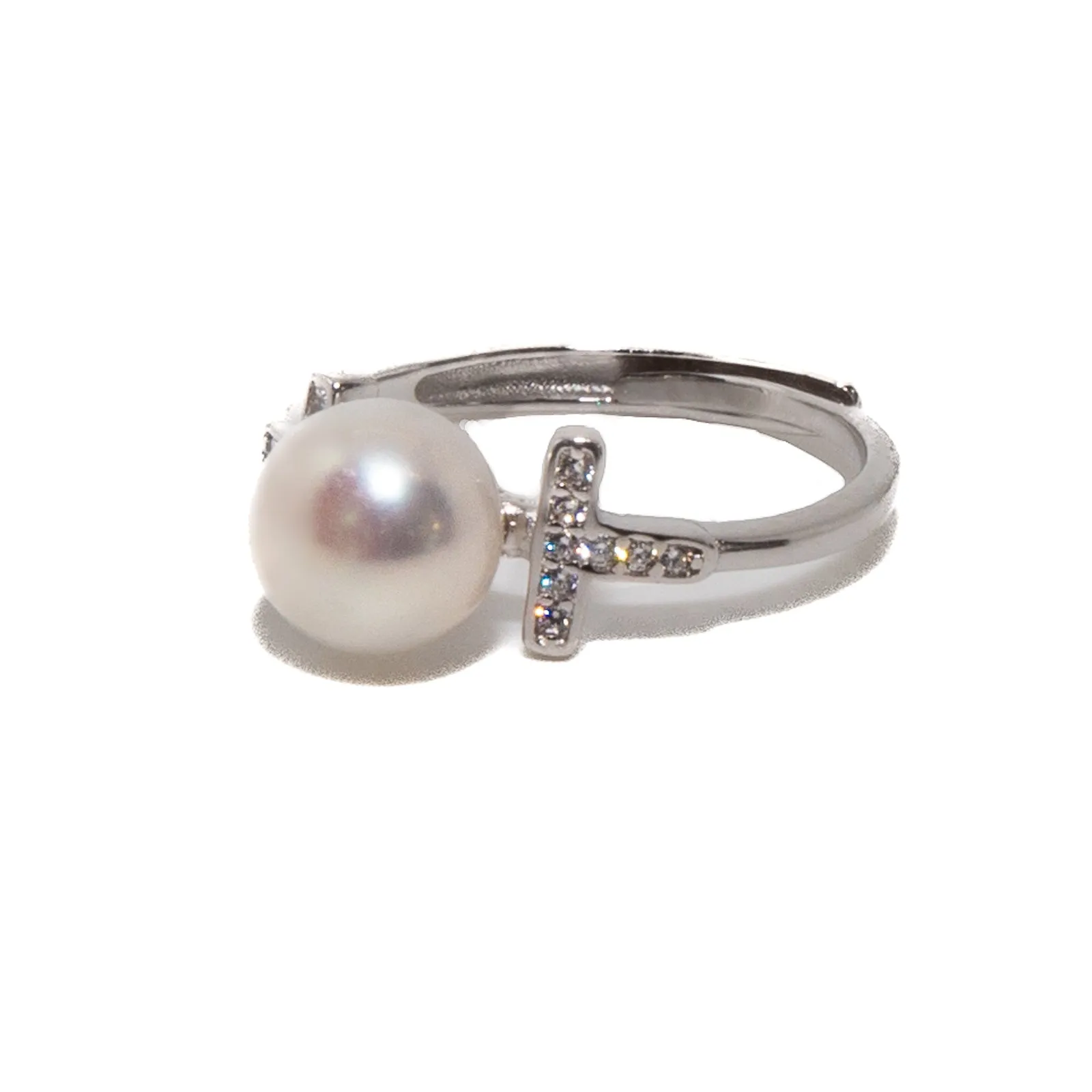 Luminous T-Frame Pearl Ring