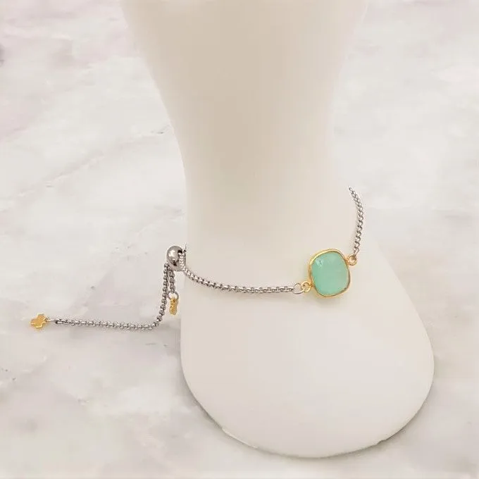 Mint Chalcedony Jeweled Slider Bracelet