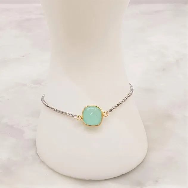 Mint Chalcedony Jeweled Slider Bracelet