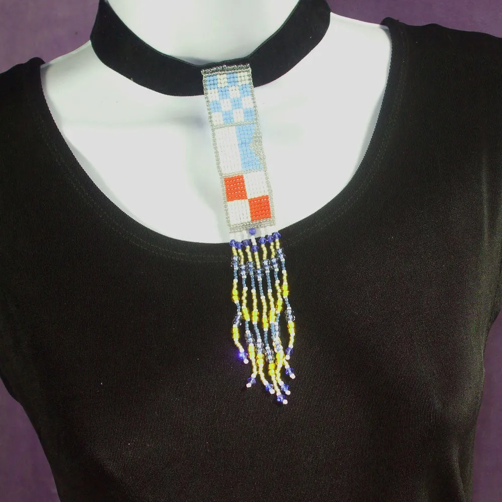 Nara, Northern AZ University, Navy Flag Pattern Beaded Necklace