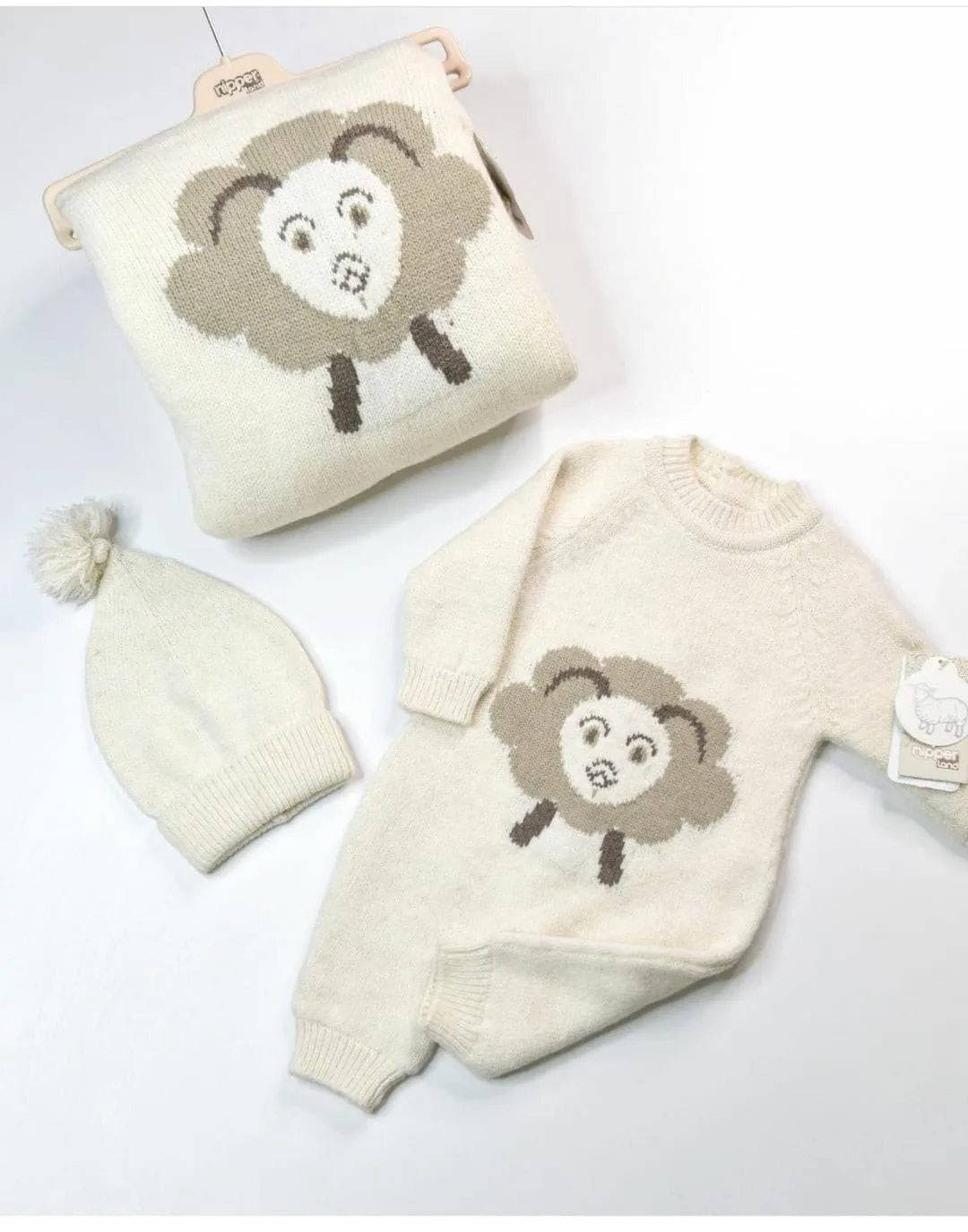 Nipperland Baby Set-Babydecke-Strickoverall mit Mütze - 6503