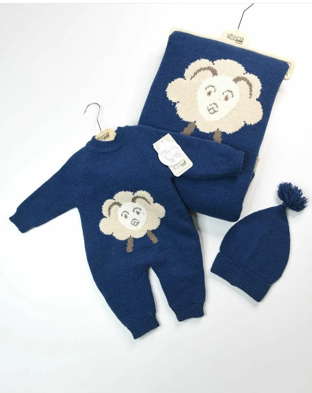 Nipperland Baby Set-Babydecke-Strickoverall mit Mütze - 6503