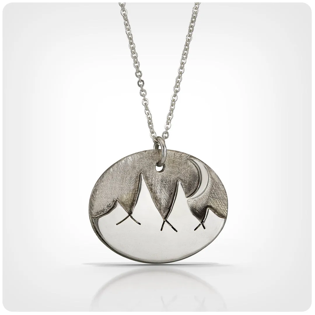 NS3 -Sterling Silver Moon Over Mountain Necklace