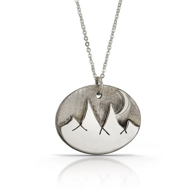 NS3 -Sterling Silver Moon Over Mountain Necklace