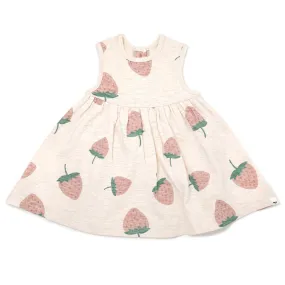 oh baby! Cotton Tank Dress - Strawberry Print  - Sand Heather