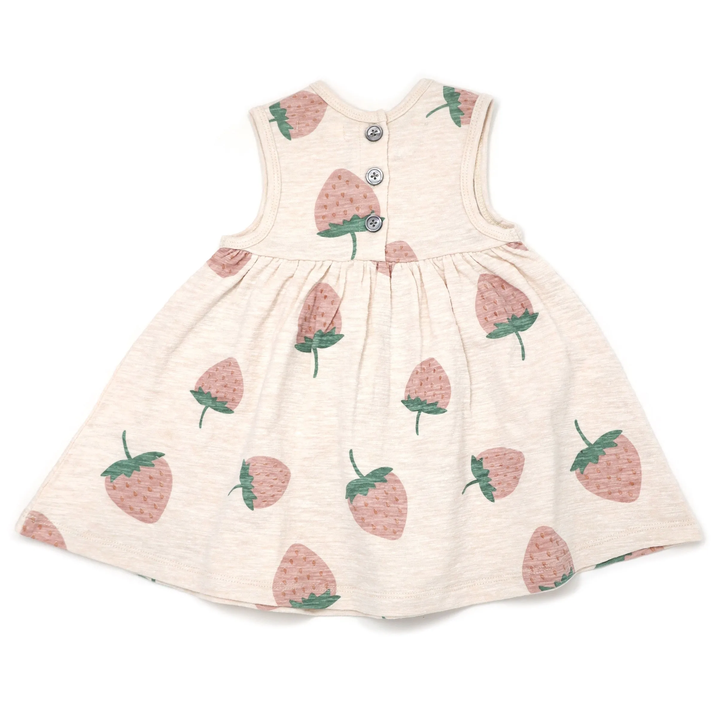 oh baby! Cotton Tank Dress - Strawberry Print  - Sand Heather