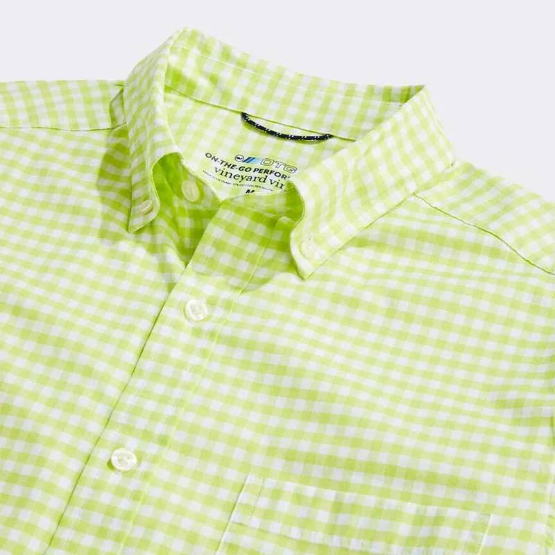 On The Go Gingham Long Sleeve Woven Button Down