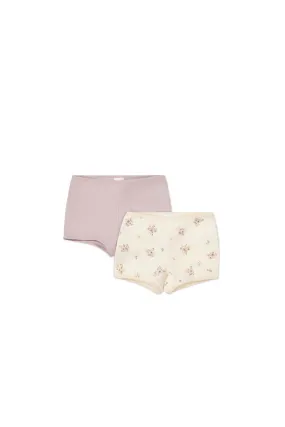 Organic Cotton 2PK Girls Shortie - Goldie Bouquet Egret/Heather Haze