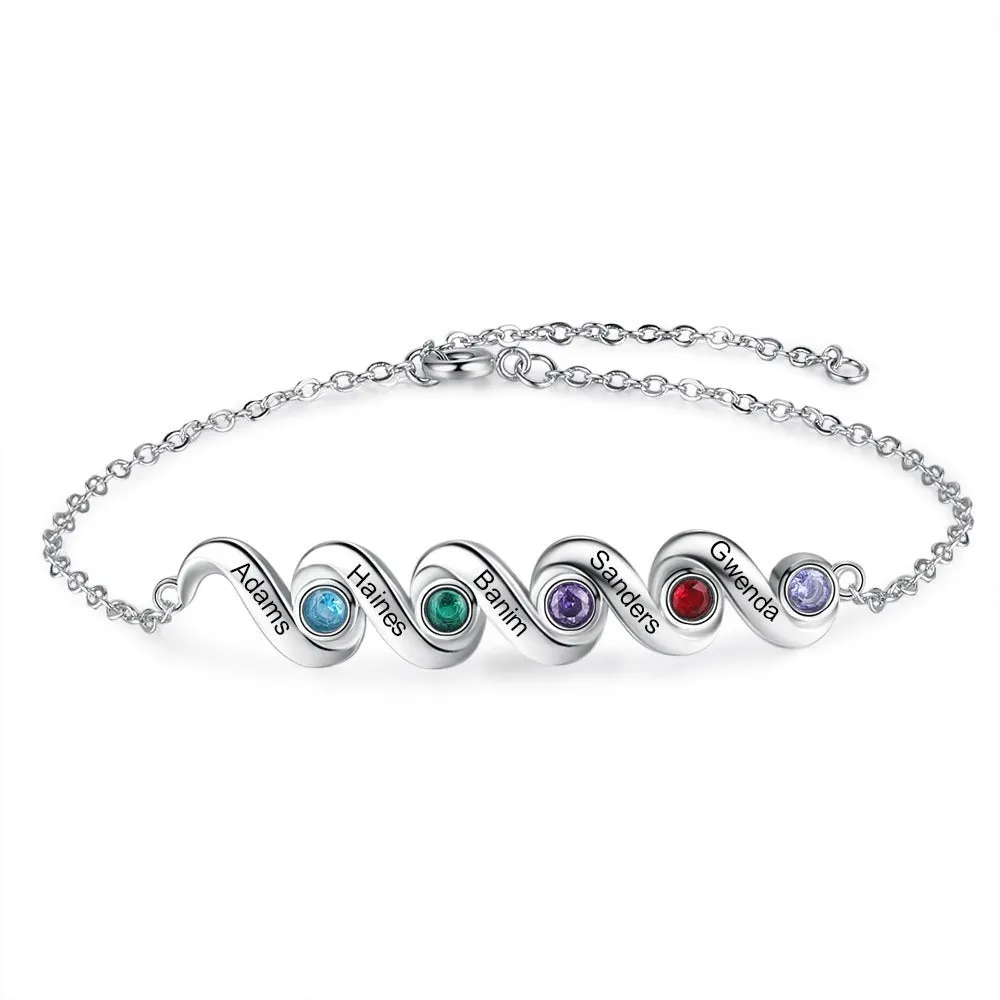 Personalize Bracelet With 5 Inlaid Birthstones For Women